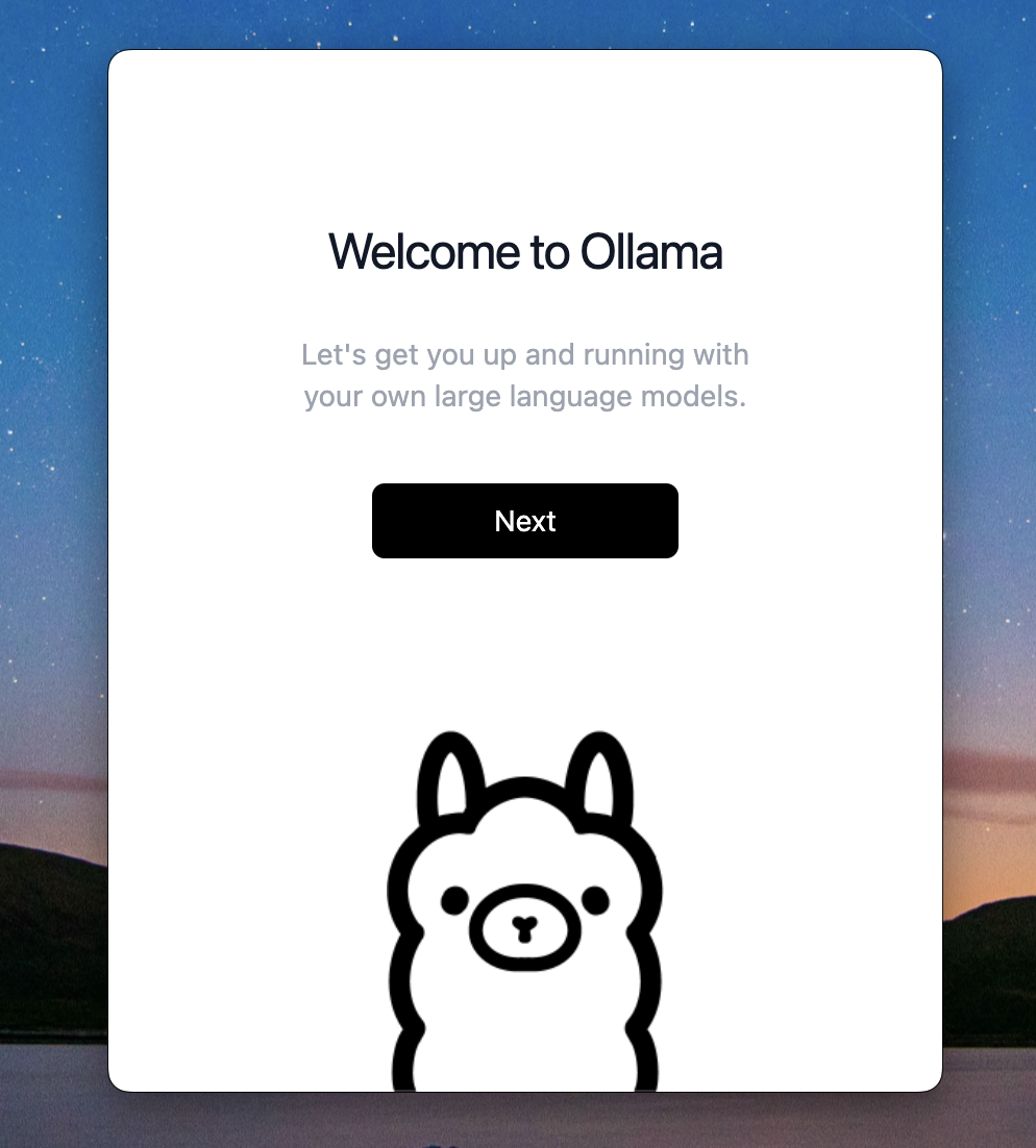 Ollama Welcome Screen