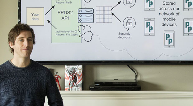 Photo: HBO. The fictional Richard Hendricks explains an Internet of mobile devices in HBO's Silicon Valley.