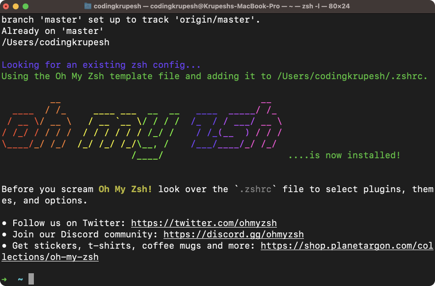 oh my zsh installed