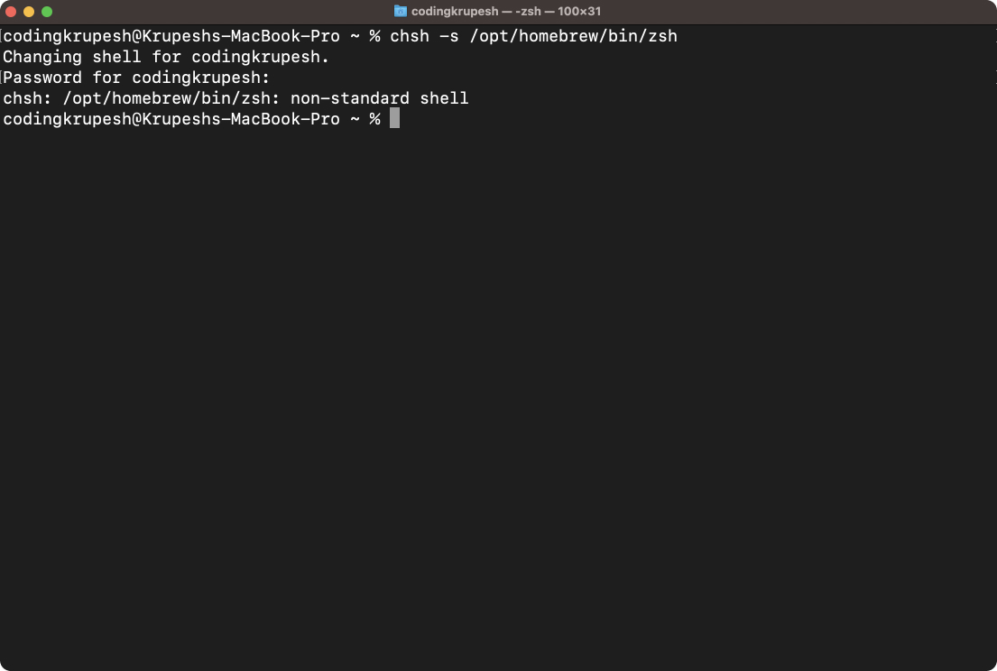 Set zsh as default shell