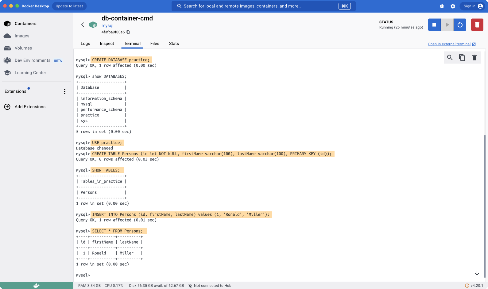 mysql commands